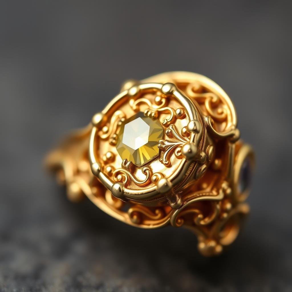 Antique yellow gold engagement ring with detailed craftsmanship