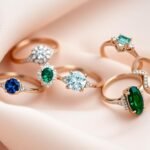 Assortment of unique engagement rings featuring colored gemstones, alternative metals, and non-traditional designs