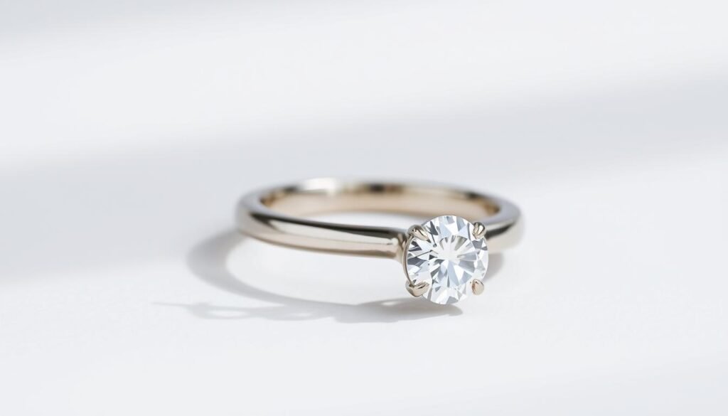 Classic solitaire engagement ring with round diamond