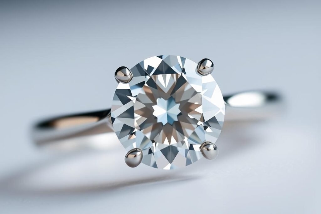 Close-up of a timeless solitaire engagement ring showing craftsmanship details