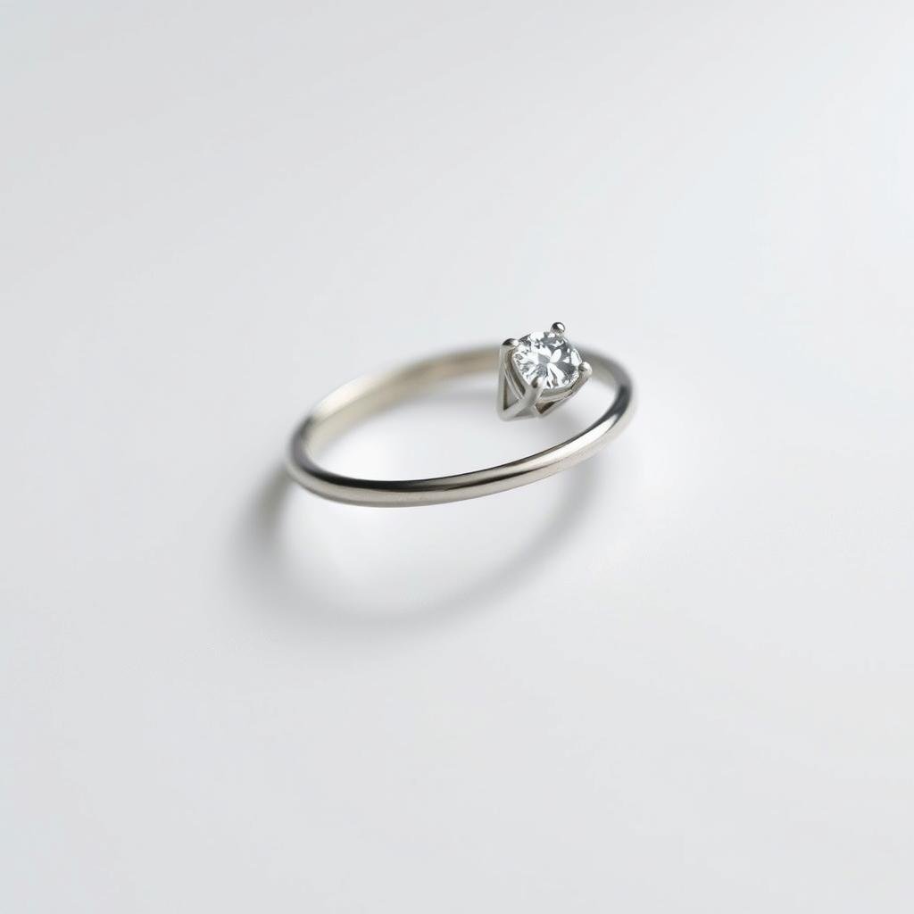 Close-up of an engagement ring with clean, straight lines