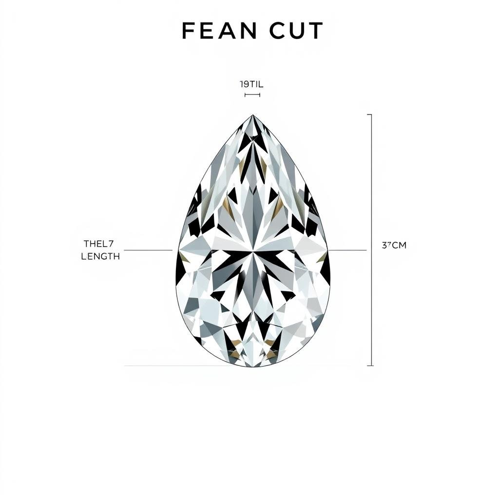 Diagram showing ideal cut proportions for pear shaped diamonds