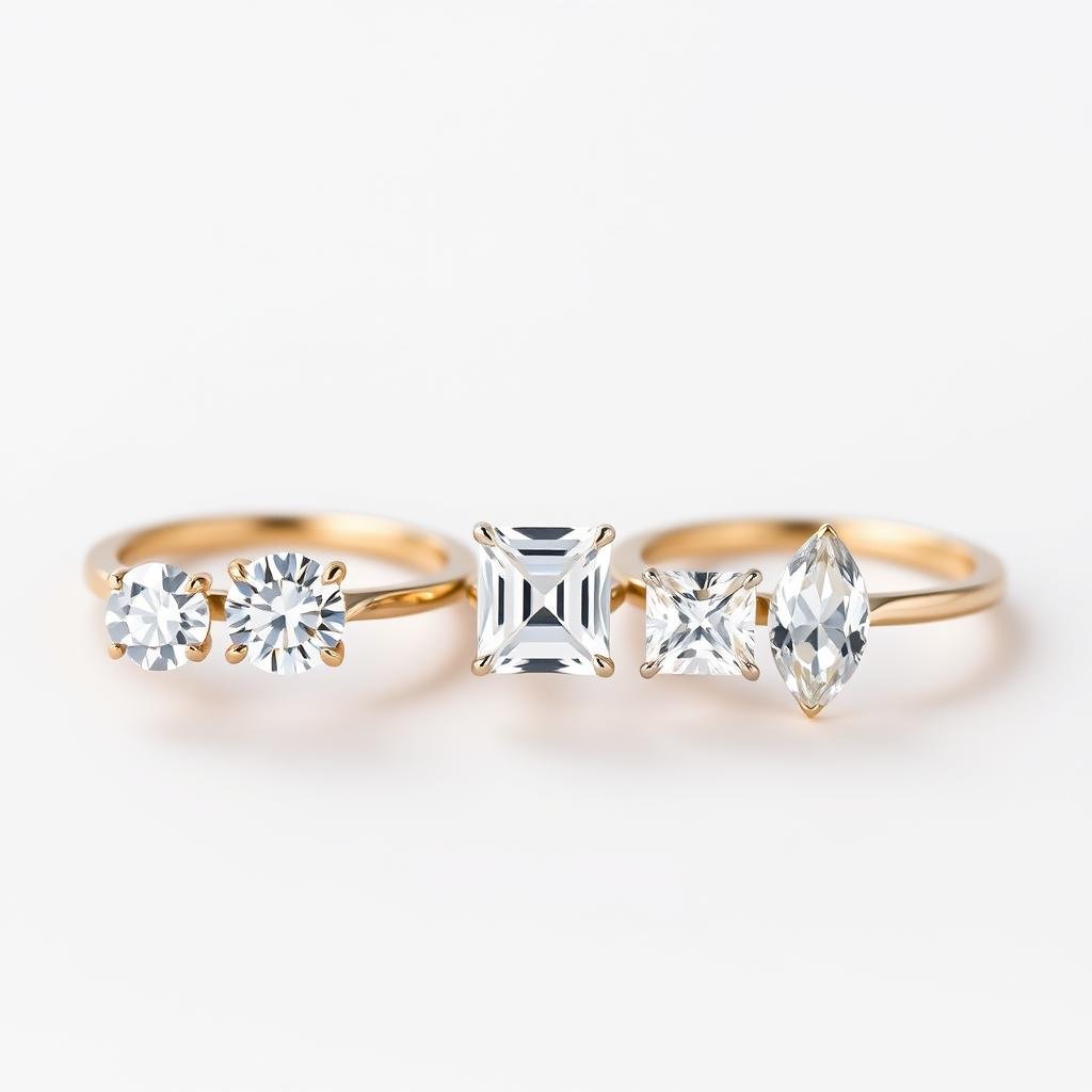 Different diamond shapes for simple engagement rings