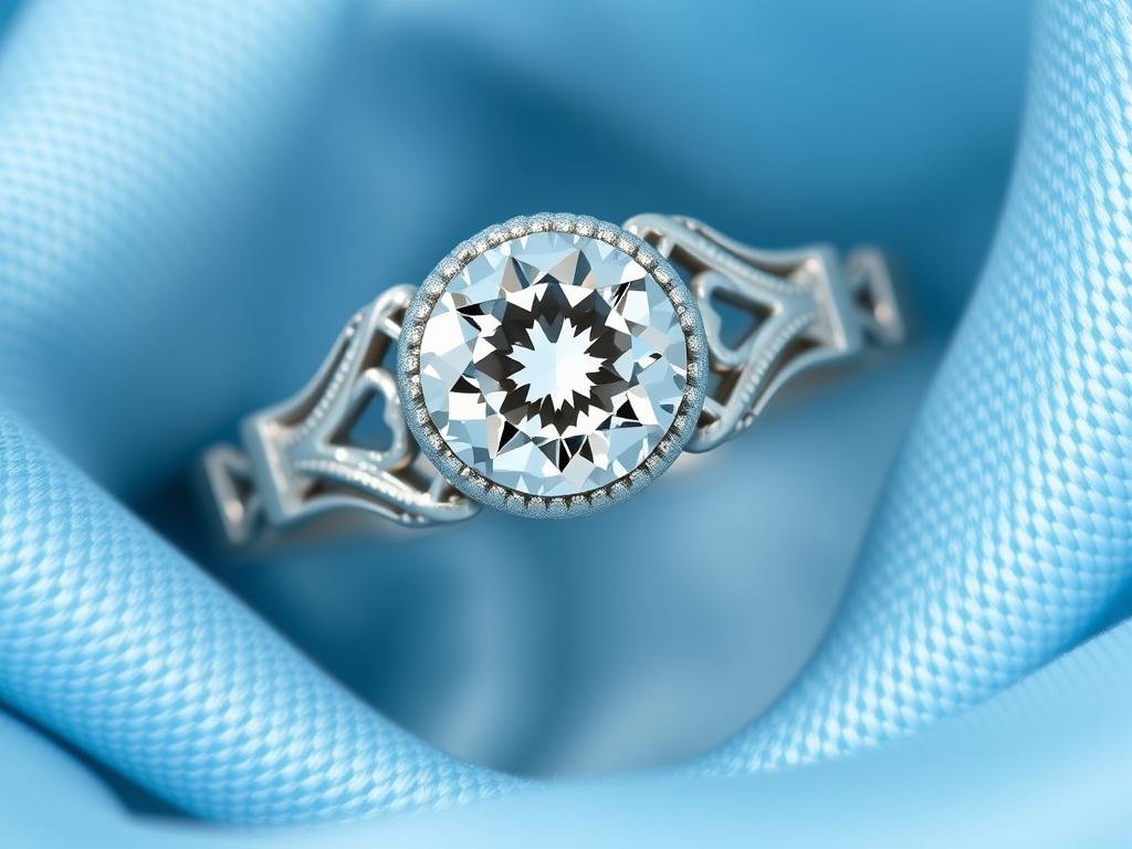 Edwardian style engagement ring with filigree platinum work and center diamond