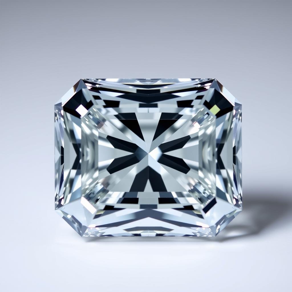 Emerald cut diamond showing step-cut facets and hall of mirrors effect