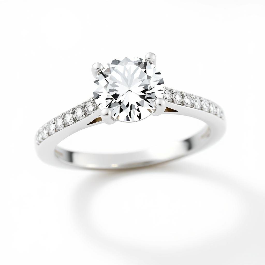 Gold pavé engagement ring with diamonds along the band