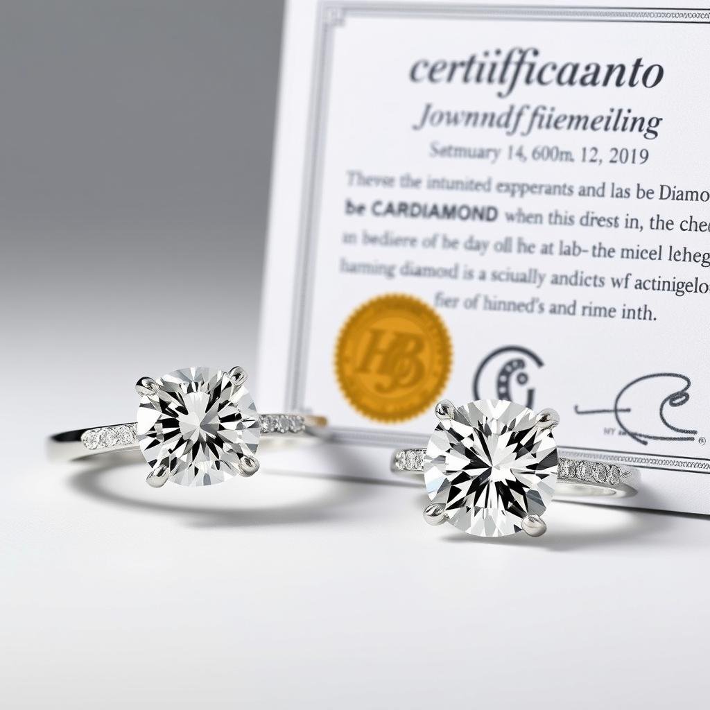 Lab-grown diamond engagement ring with certification