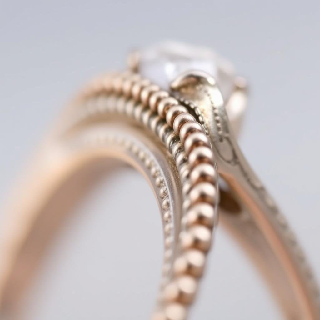 Milgrain detailing on edge of antique engagement ring