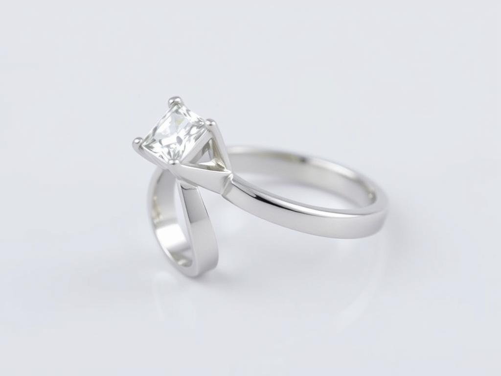 Modern minimalist silver engagement ring with unique design