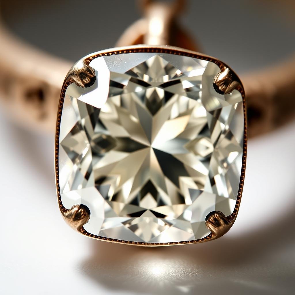 Old mine cut diamond in antique engagement ring setting