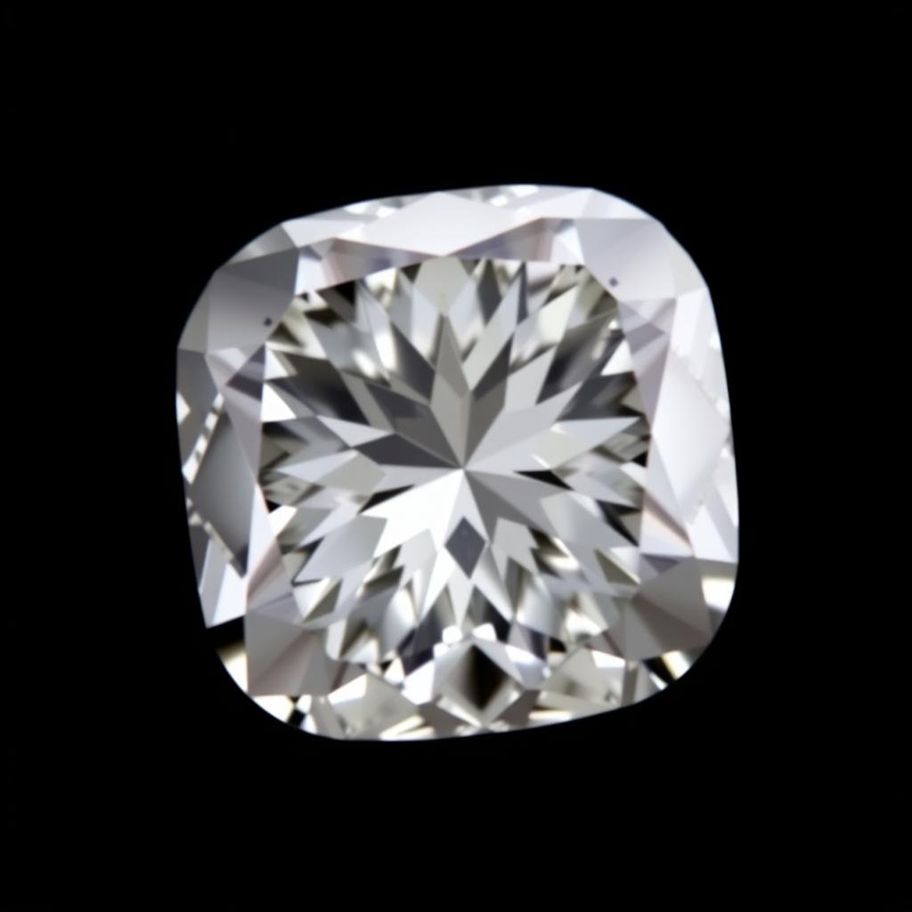 Old mine cut diamond showing its distinctive cushion shape and large facets