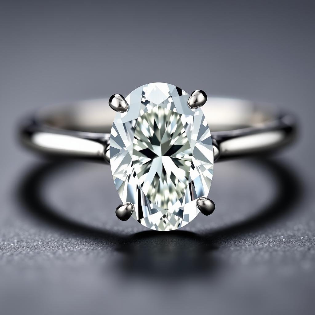 Oval cut diamond engagement ring elongating the finger