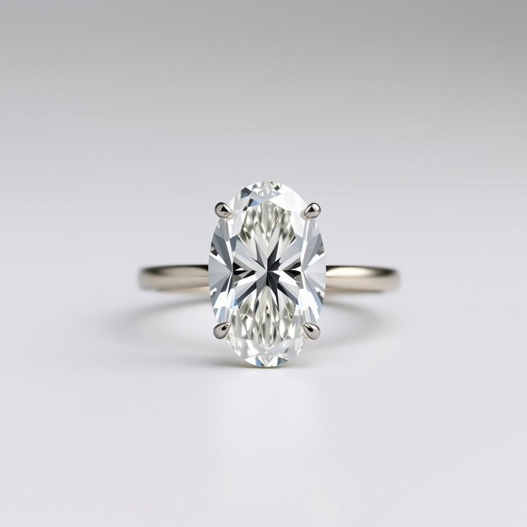 Oval cut diamond in a simple solitaire setting