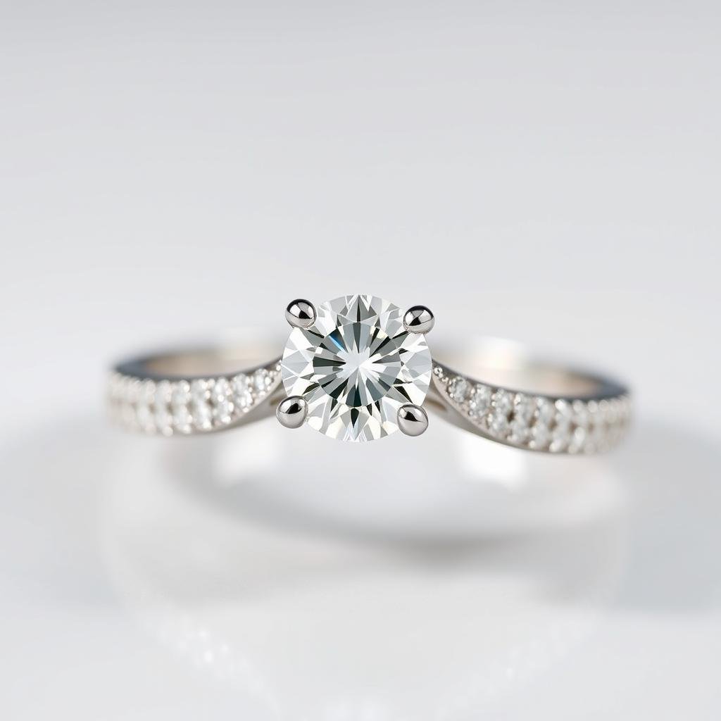 Palladium dream engagement ring with diamond