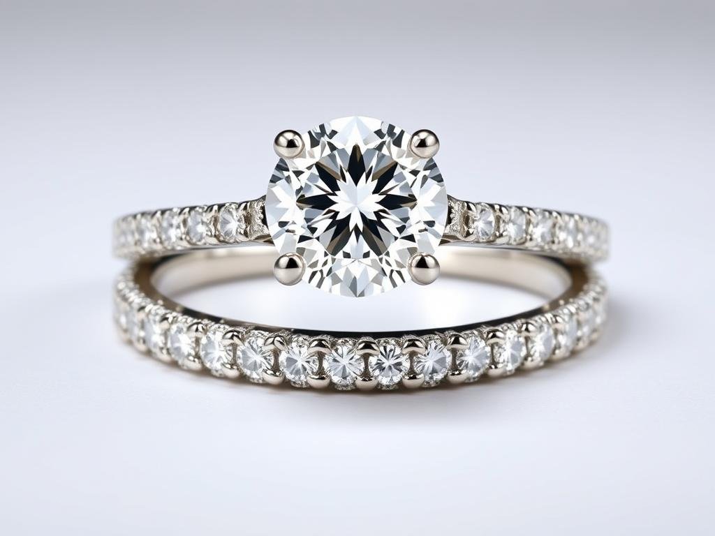 Pavé engagement ring with small diamonds set along the band
