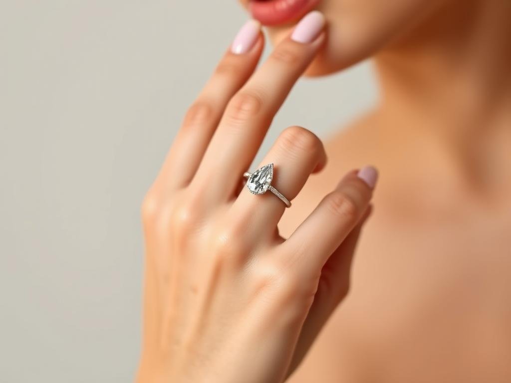 Pear shaped ring with point facing down