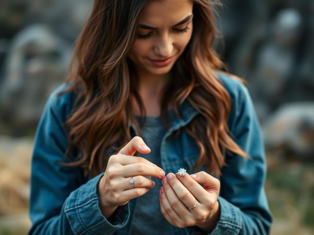 Person considering lifestyle factors when choosing a dream engagement ring