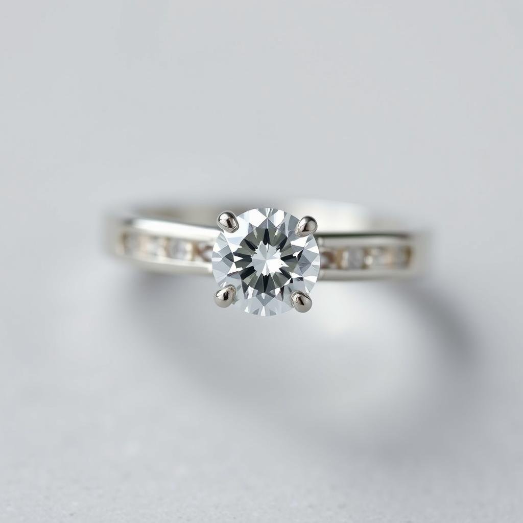 Platinum engagement ring with round brilliant diamond