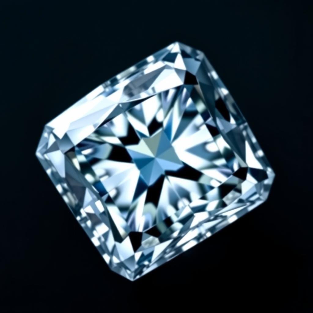 Princess cut diamond showing square shape and brilliant facet pattern