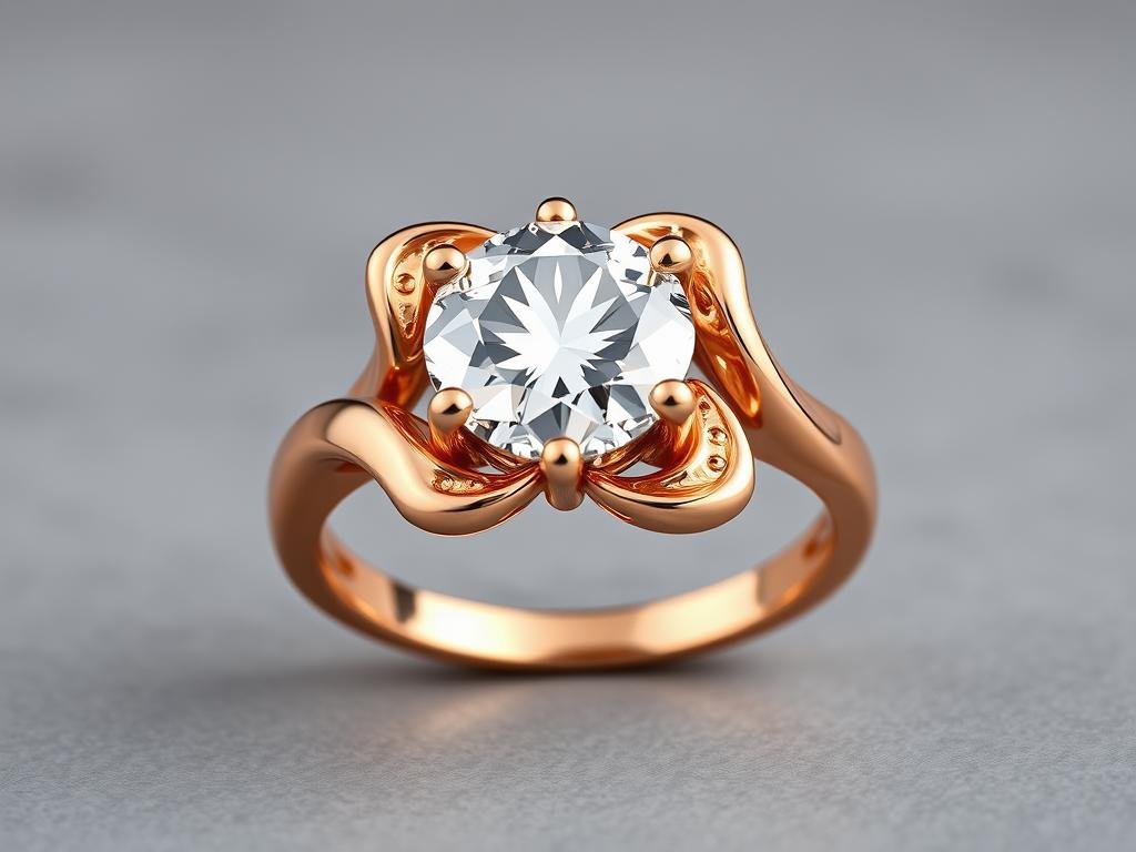 Retro era engagement ring with rose gold and bold design