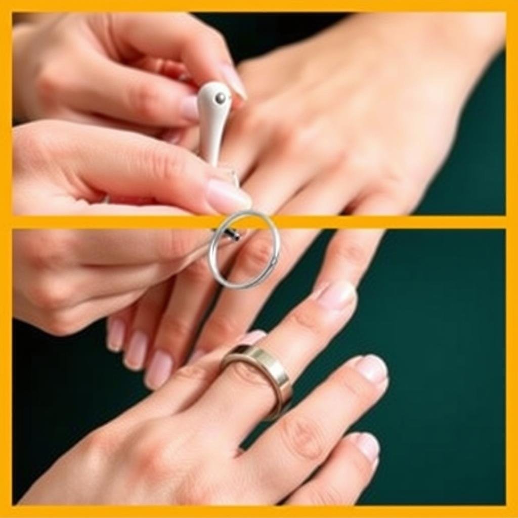 Ring sizer tool being used to measure finger size