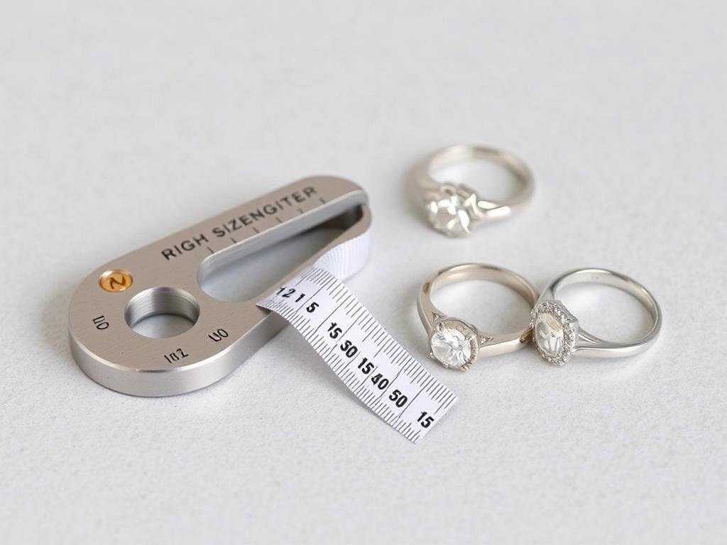 Ring sizing tools with silver engagement rings