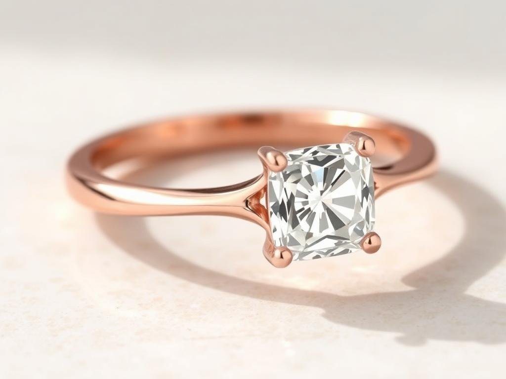 Rose gold engagement ring with romantic pink hue