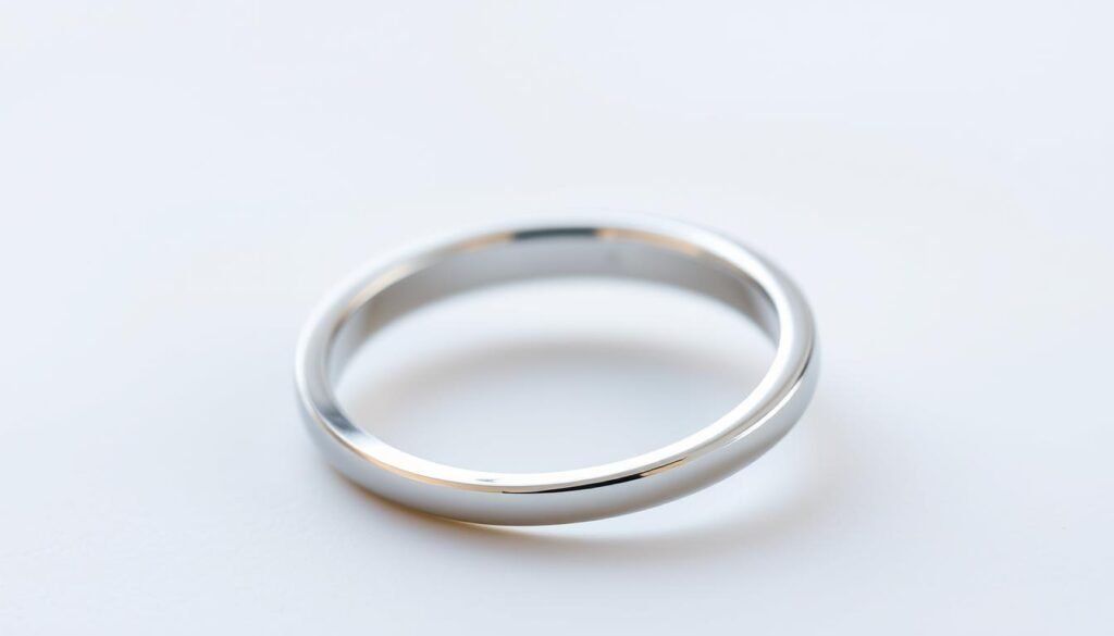 Simple band engagement ring with flush set diamonds