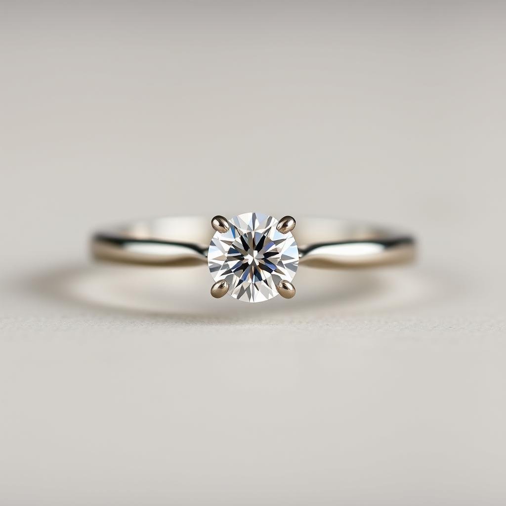 Simple engagement ring highlighting a brilliant center diamond