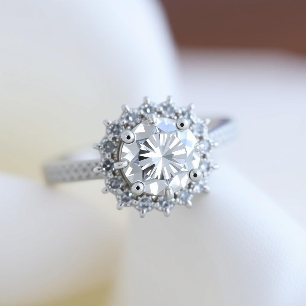 Sparkling halo dream engagement ring with diamond accent