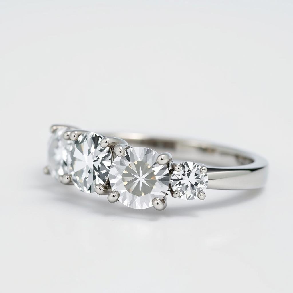 Three-stone dream engagement ring symbolizing past, present and future