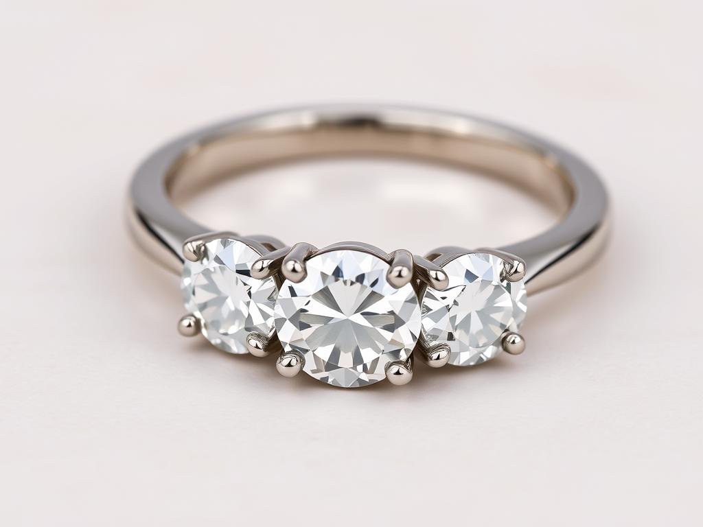 Three stone engagement ring in white gold with prong setting