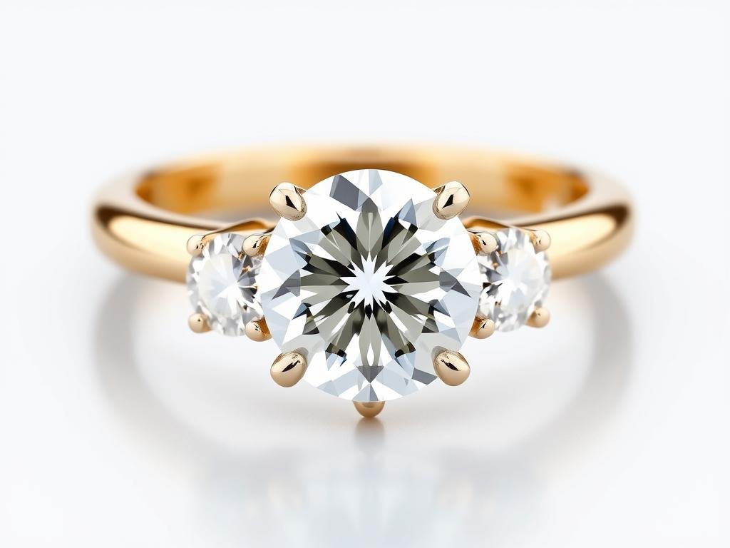 Three-stone engagement ring with diamonds representing past, present and future