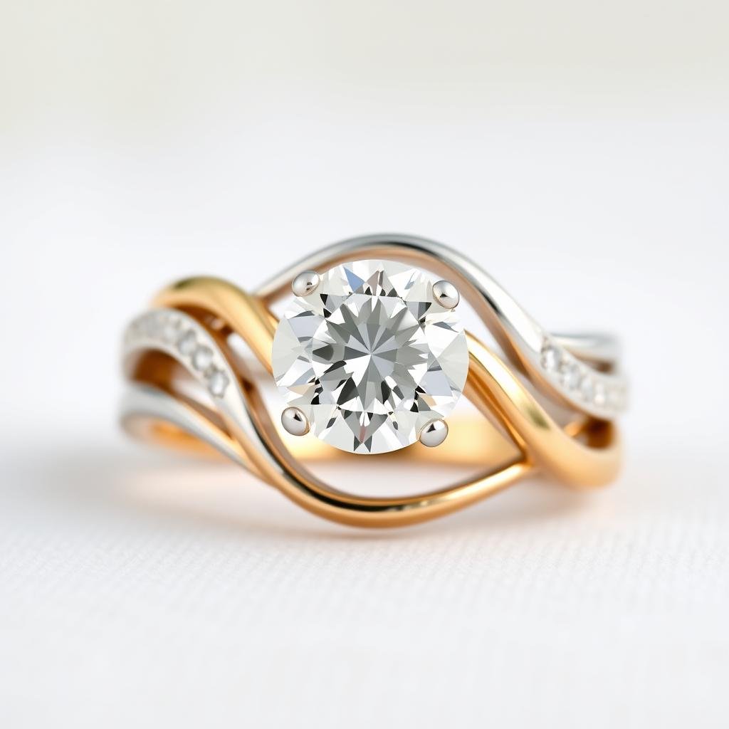 Two-tone dream engagement ring combining different metals