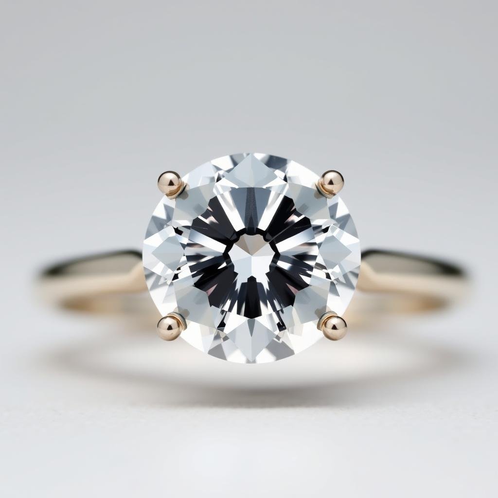 Unique engagement ring with salt and pepper diamond showing distinctive inclusions