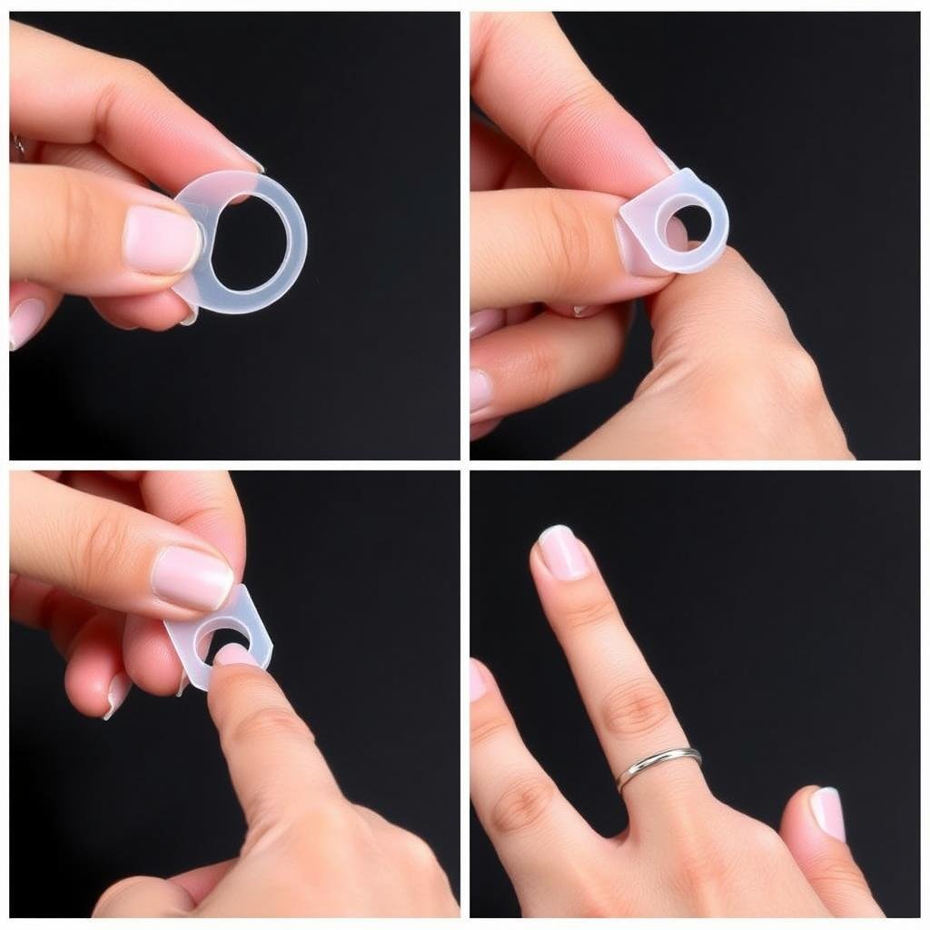 Using a ring sizer to measure for dream engagement ring