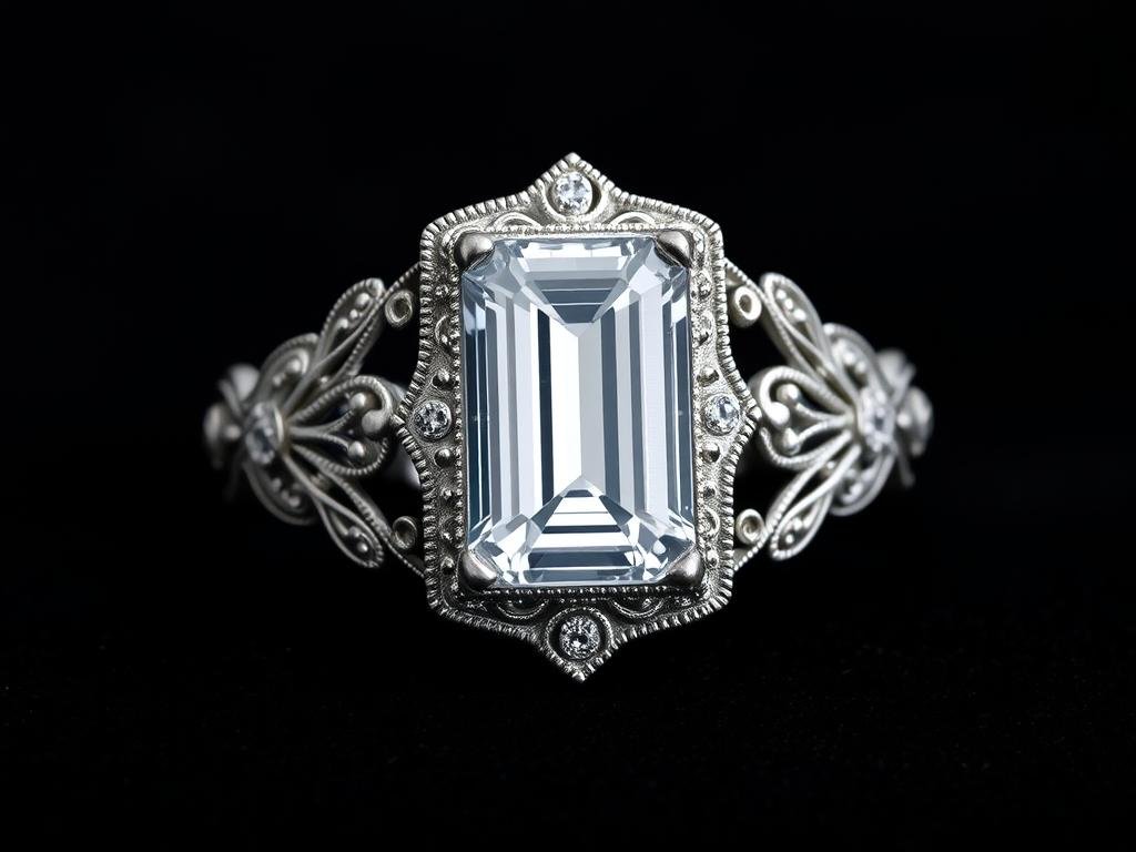 Vintage-inspired engagement ring with Art Deco design elements