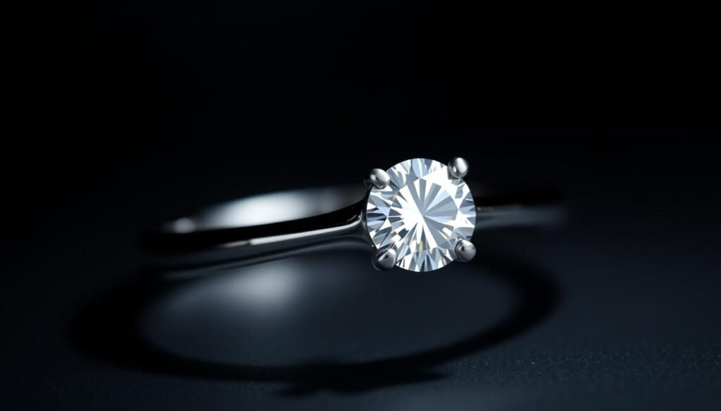 White gold engagement ring highlighting its brilliance with a diamond
