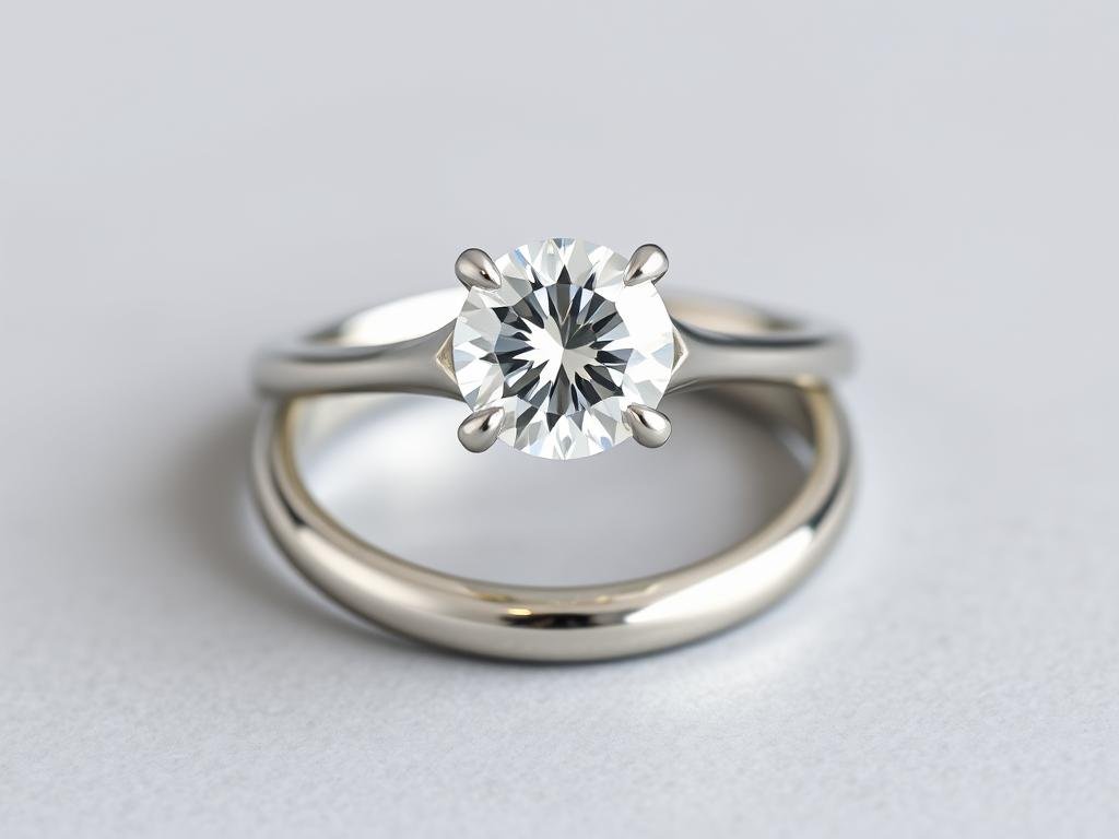 White gold engagement ring with bright silver appearance