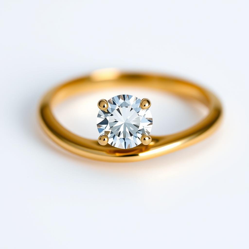 Yellow gold engagement ring with round diamond in solitaire setting