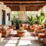 Create Your Dream Boho Outdoor Patio: The Ultimate Free-Spirited Sanctuary Guide A dreamy boho outdoor patio with rattan furniture, colorful pillows, macramé details, and lush plants