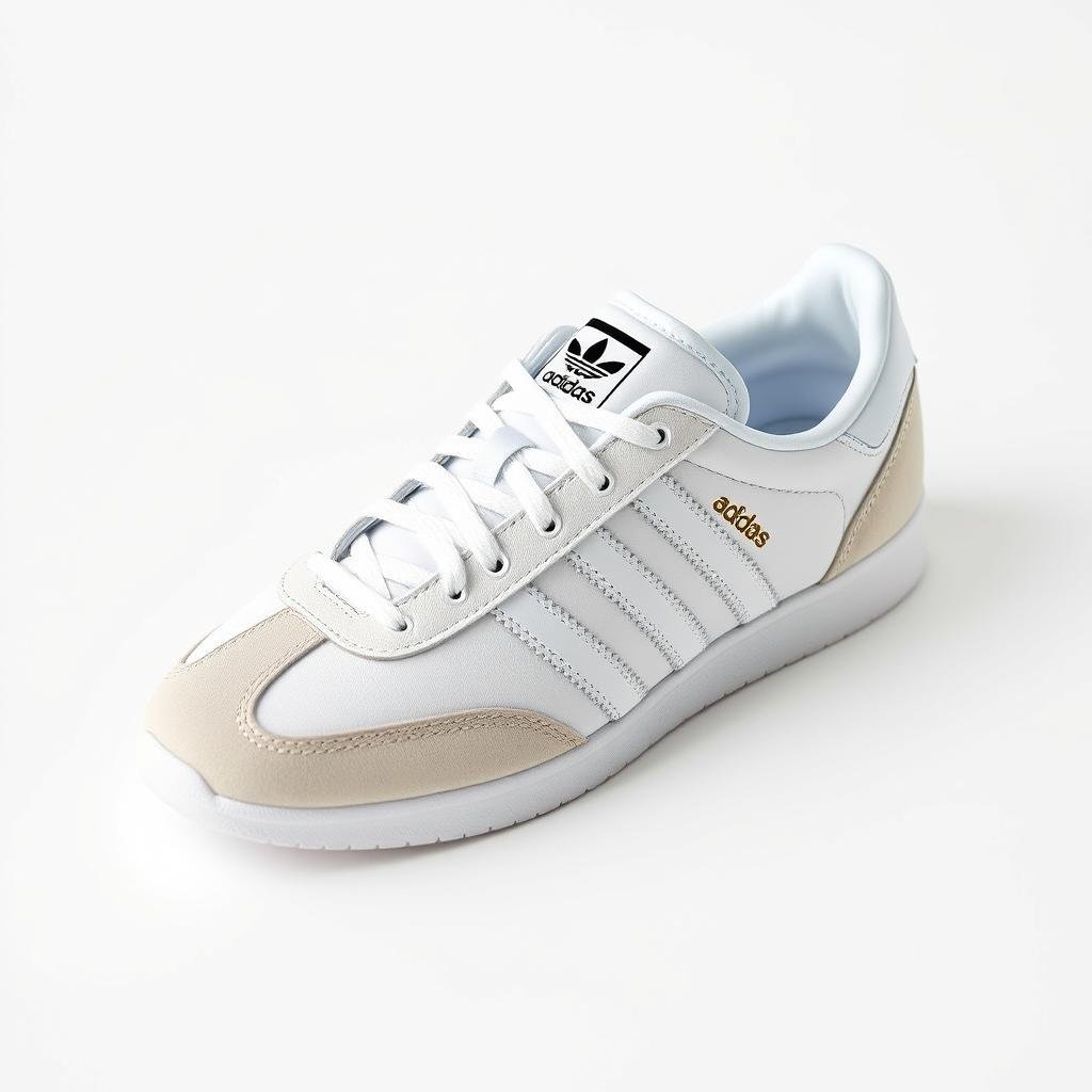 Adidas Samba sneakers in white with black stripes, perfect for adidas shoes women outfit styling