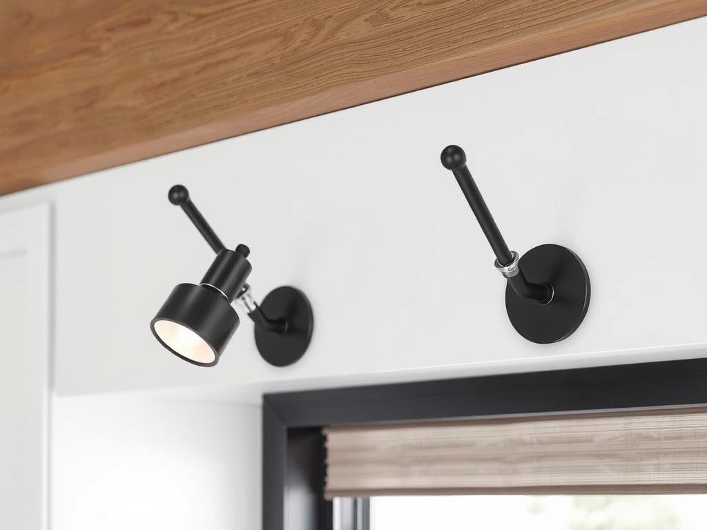 Adjustable swing-arm wall sconces above kitchen counters
