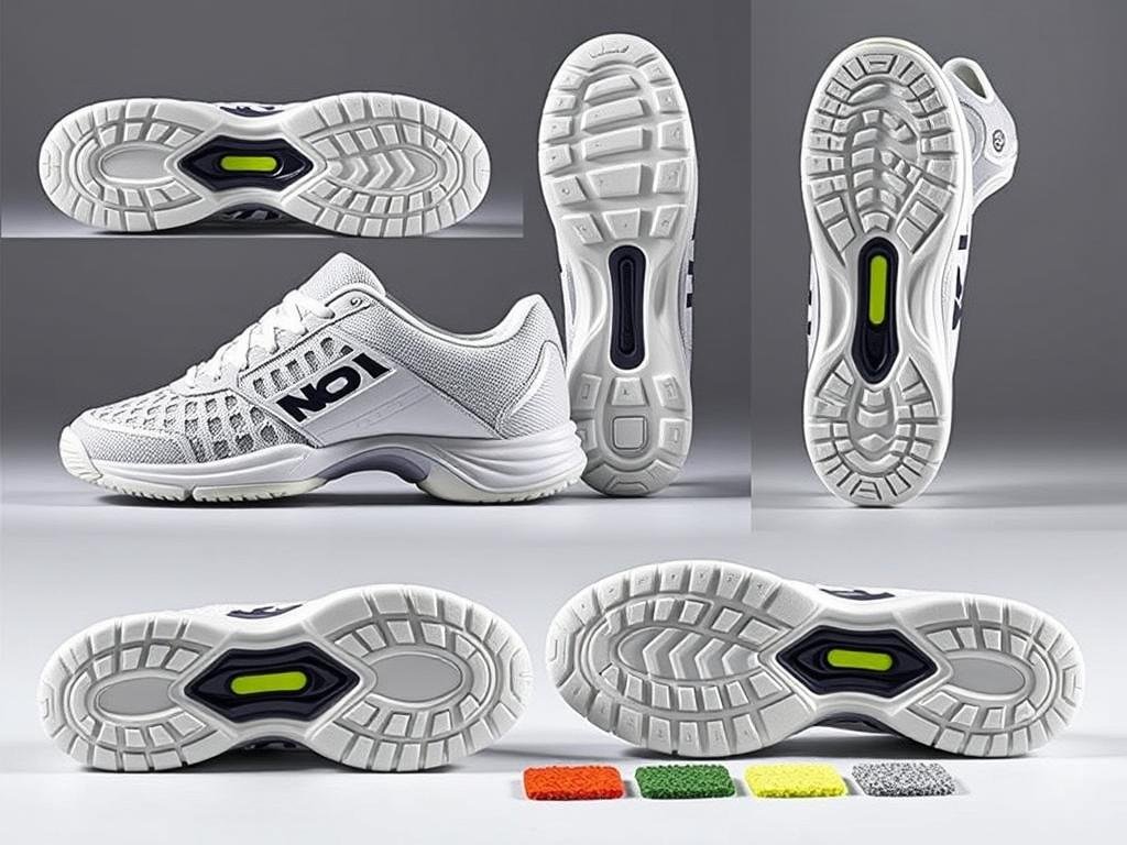 All-court tennis shoes showing versatile tread pattern suitable for multiple surfaces