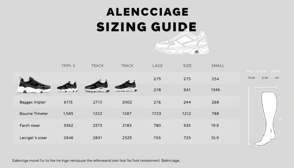 Balenciaga shoes sizing guide comparing different models and standard sizing