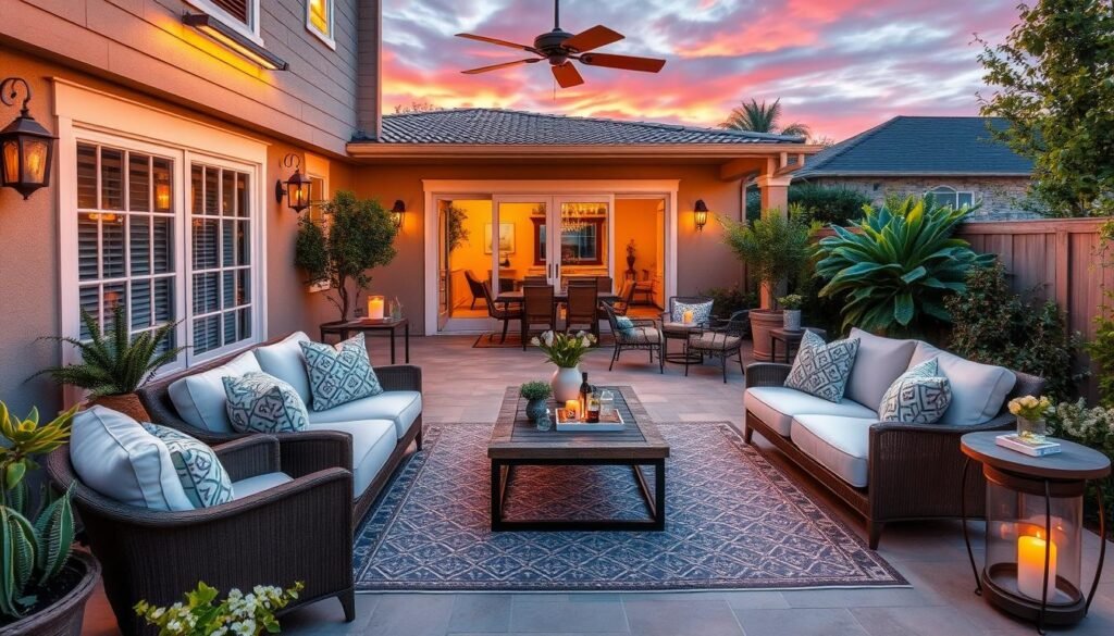 Beautifully styled complete patio with all elements working together harmoniously