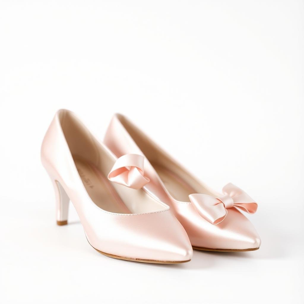 Blush pink bridal shoes with bow detail