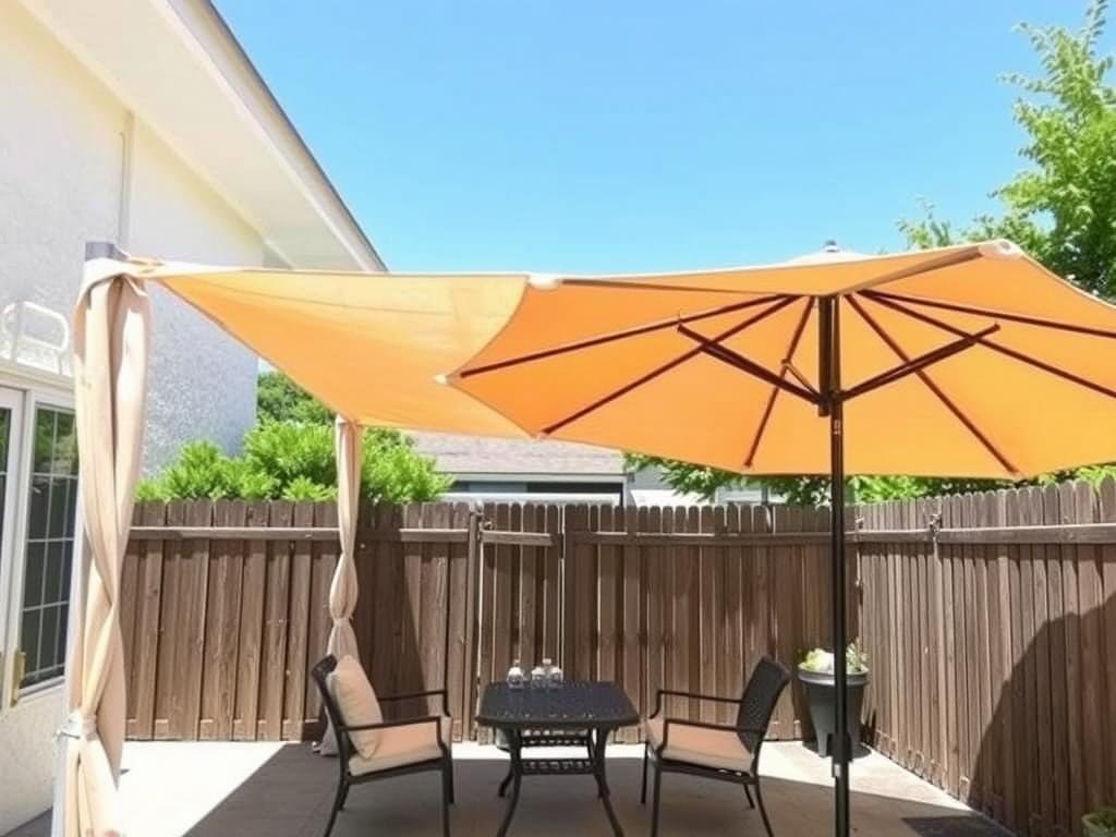 Budget-friendly patio shade solutions with DIY canopy and umbrella
