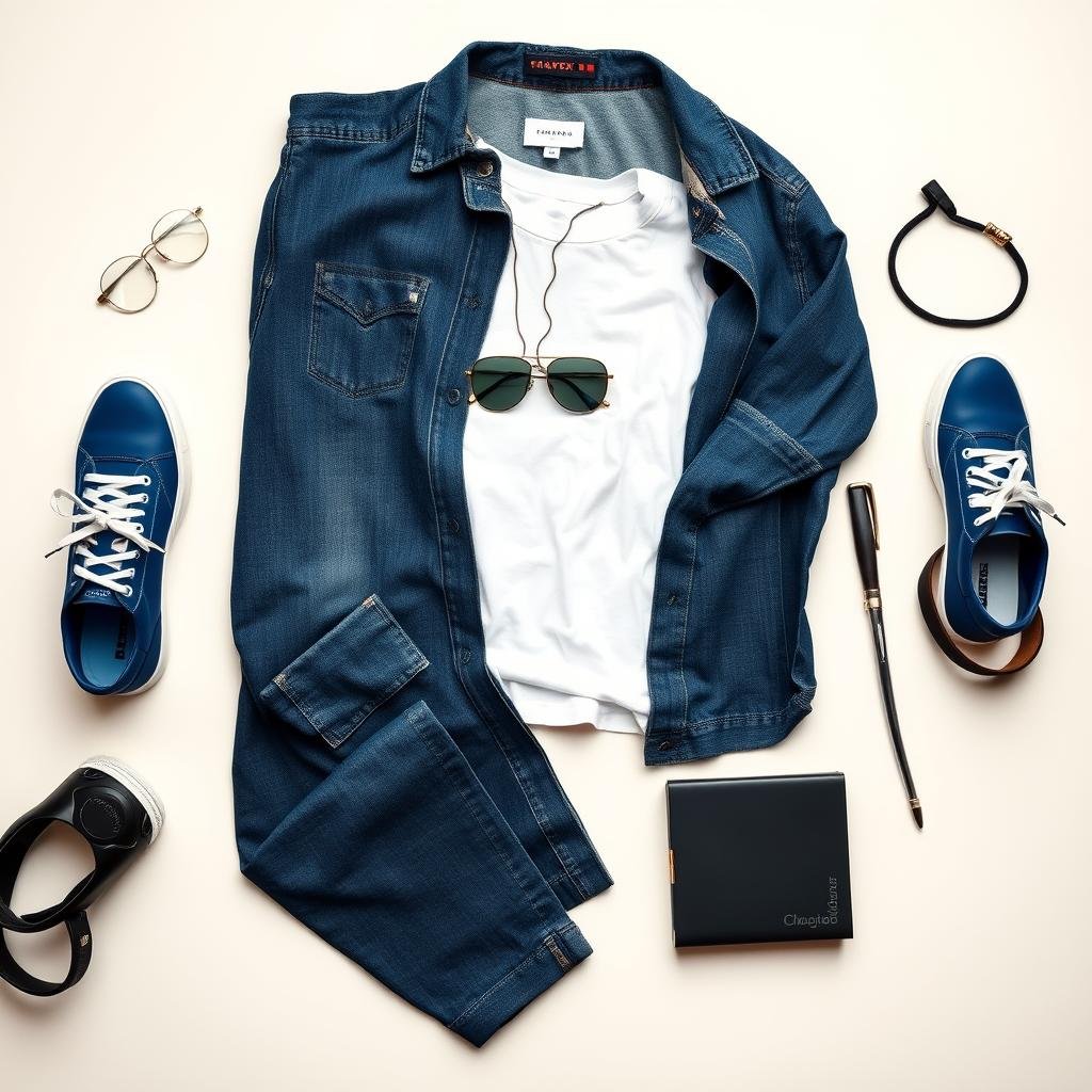 Casual outfit with blue sneakers for everyday wear
