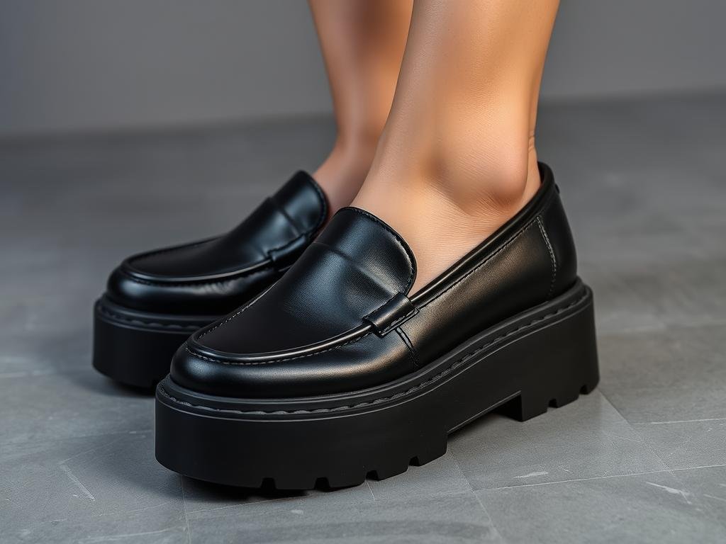 Chunky designer loafers with platform soles trending this season